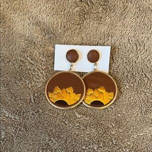 Brown and Yellow Sunflower Earrings